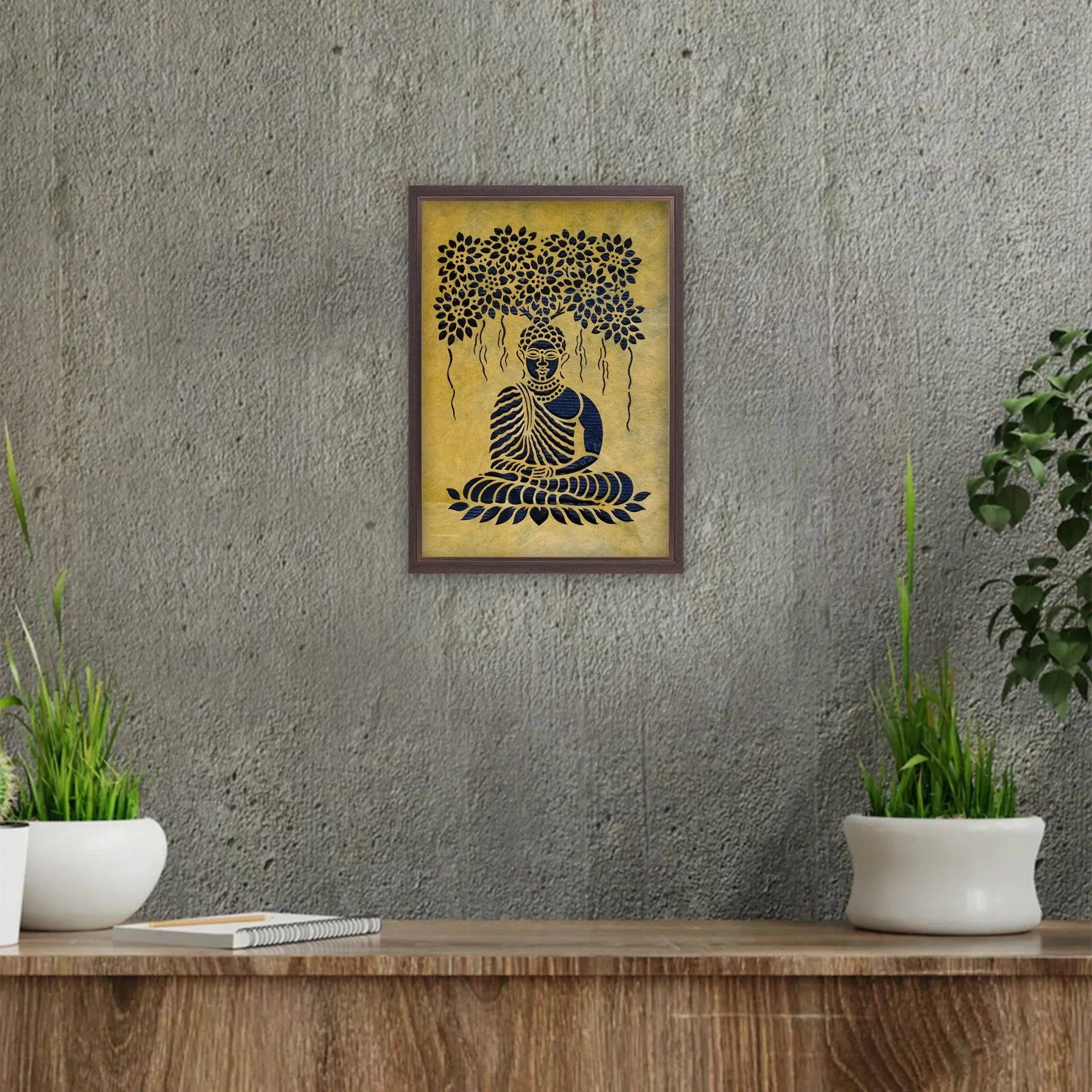 Sanjhi Art - Buddha under banyan tree