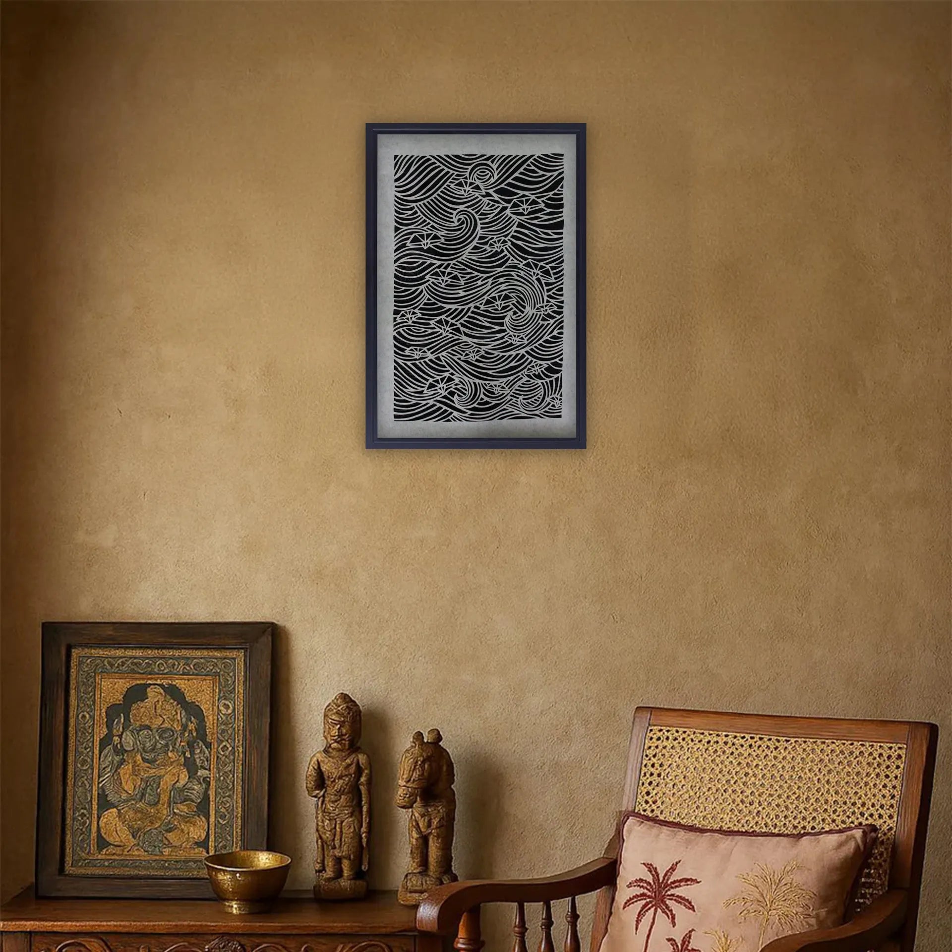 Sanjhi Art - Boats in the waves