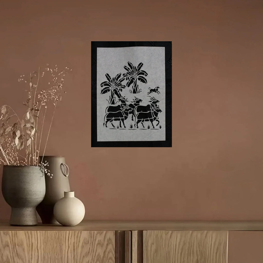 Sanjhi Art - Cows and banana trees