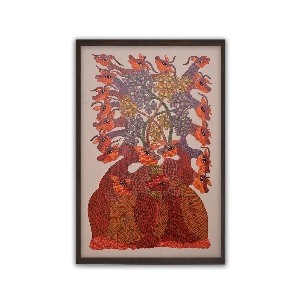 Gond - Herd of Deers Under Tree of Life