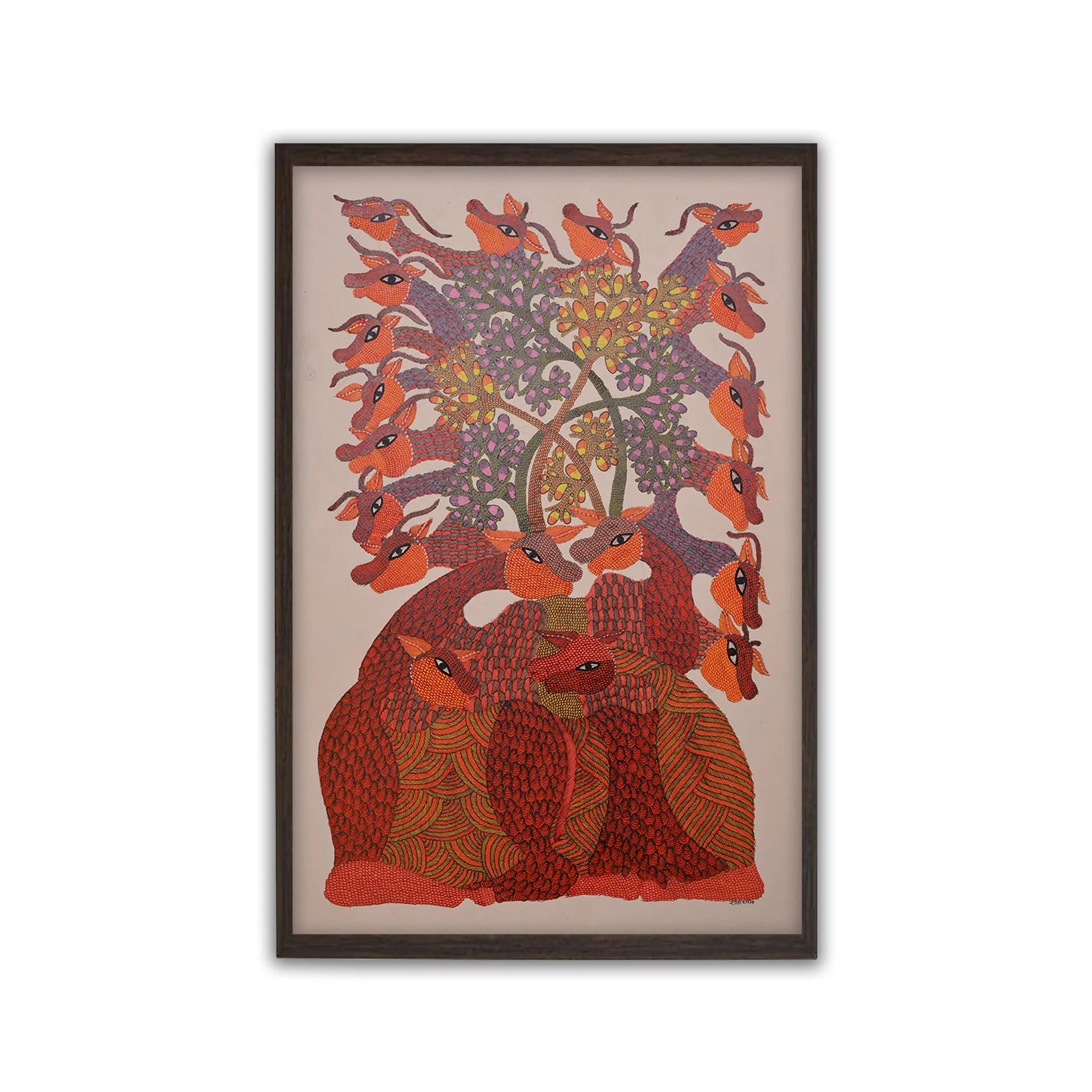 Gond - Herd of Deers Under Tree of Life