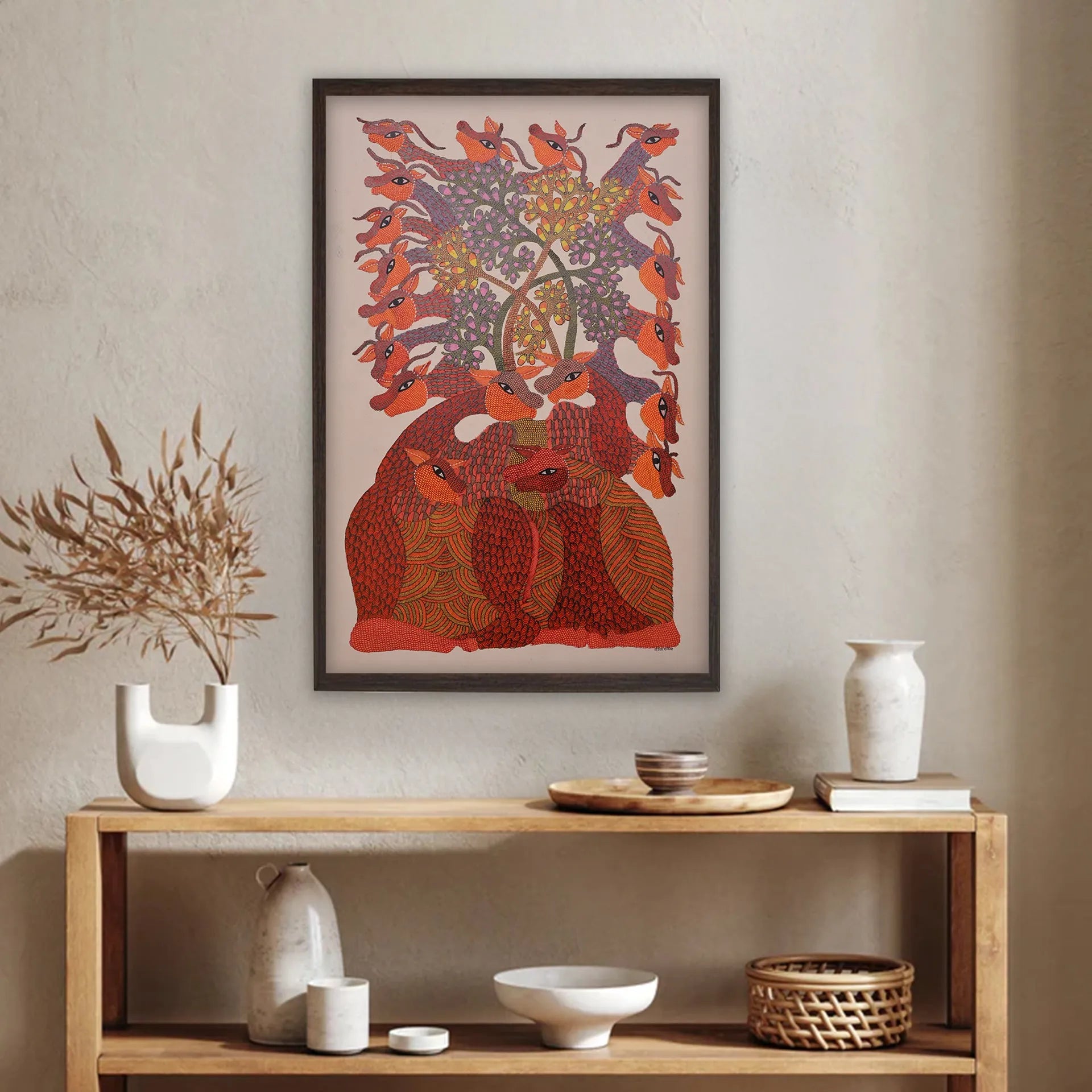 Gond - Herd of Deers Under Tree of Life