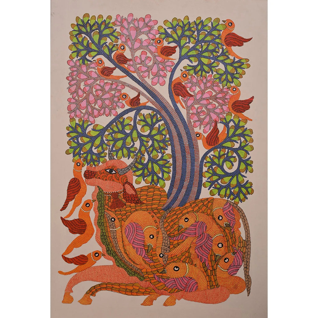Gond - Cow Under Tree of Life