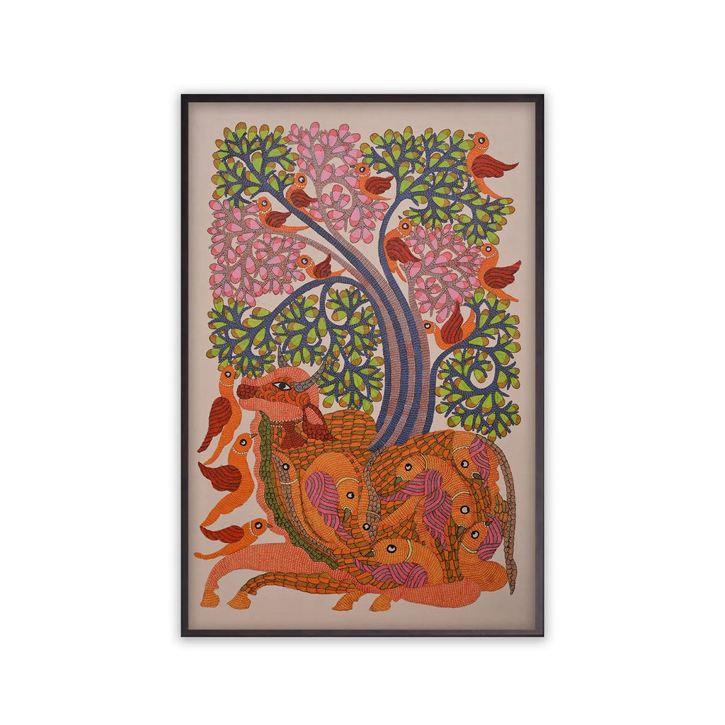 Gond - Cow Under Tree of Life