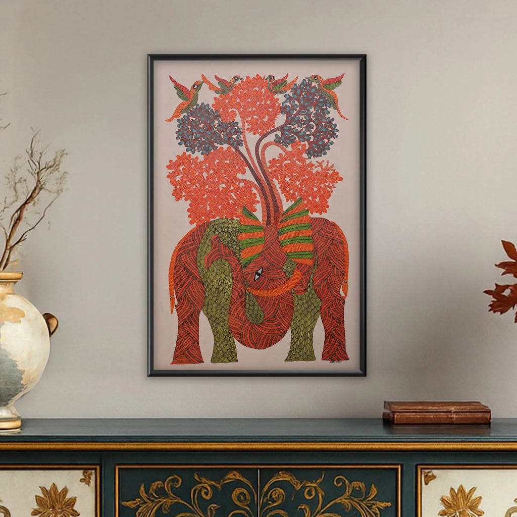 Gond - Elephant Under Tree of Life