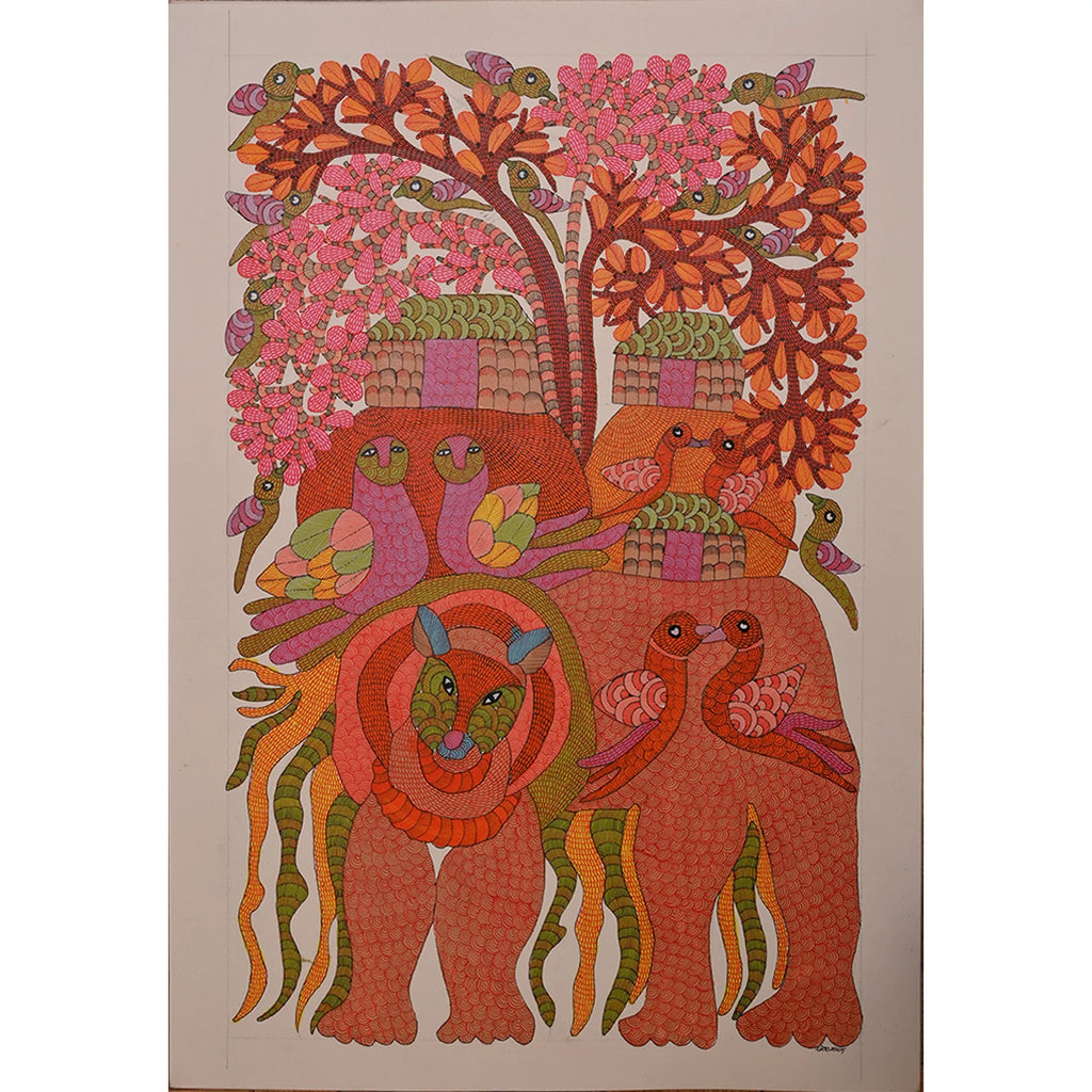 Gond - Tiger Near the Village