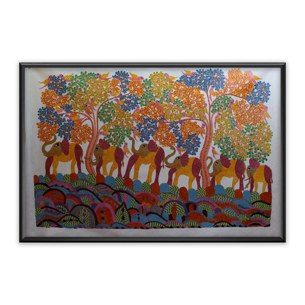Gond - Tree of Life – Elephants Going Towards Home