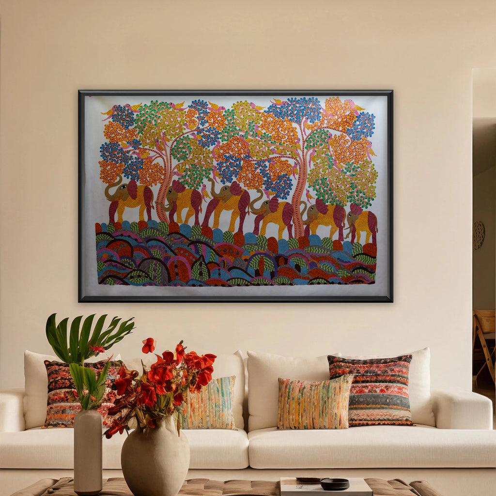 Gond - Tree of Life – Elephants Going Towards Home