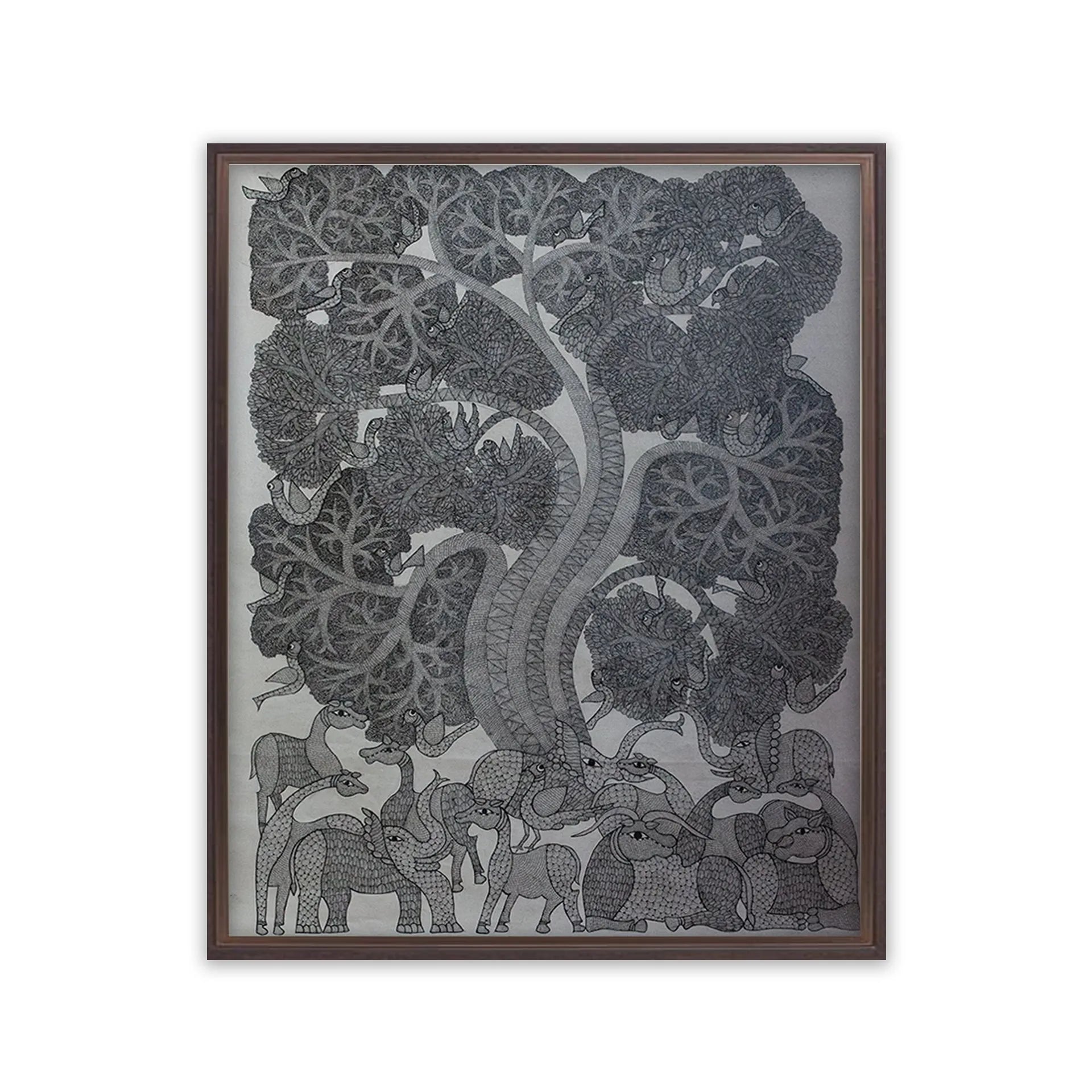 Gond - Tree of Life in Black and White
