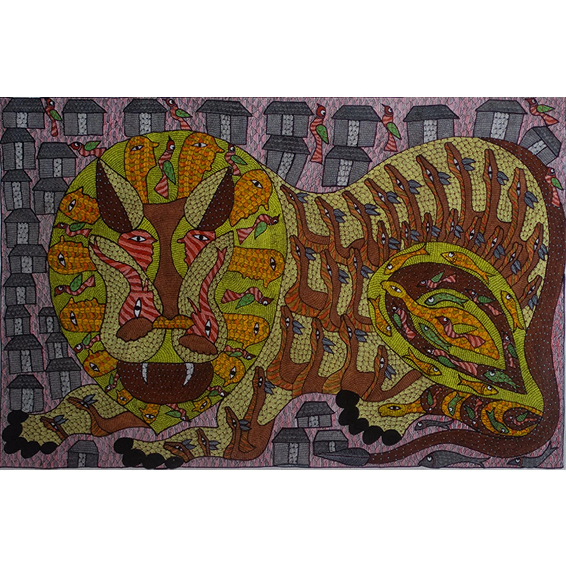 Gond - Tribal God Baghwana Devta in a Lion
