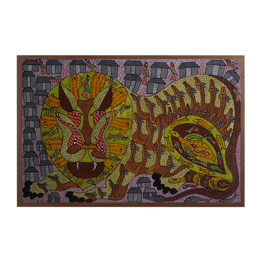 Gond - Tribal God Baghwana Devta in a Lion