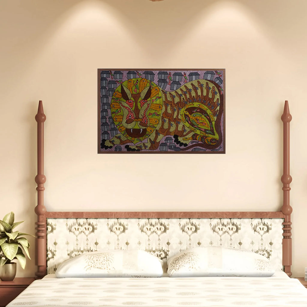 Gond - Tribal God Baghwana Devta in a Lion