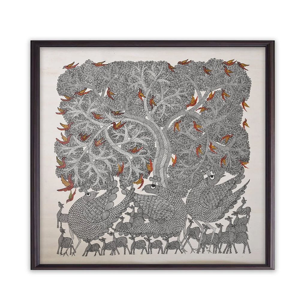 Gond - Tree of Life with Peacocks