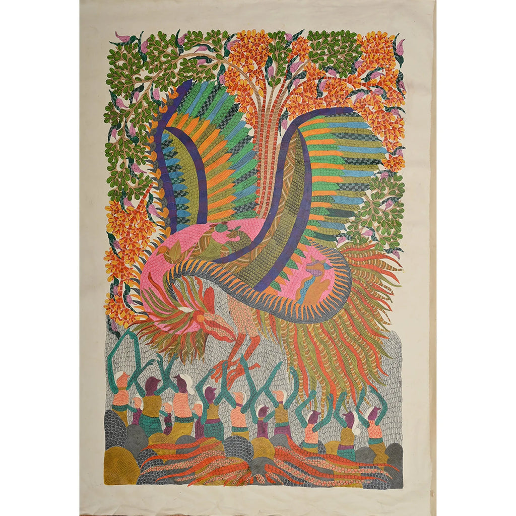 Gond - Peacock – The Queen of Colors and Villagers