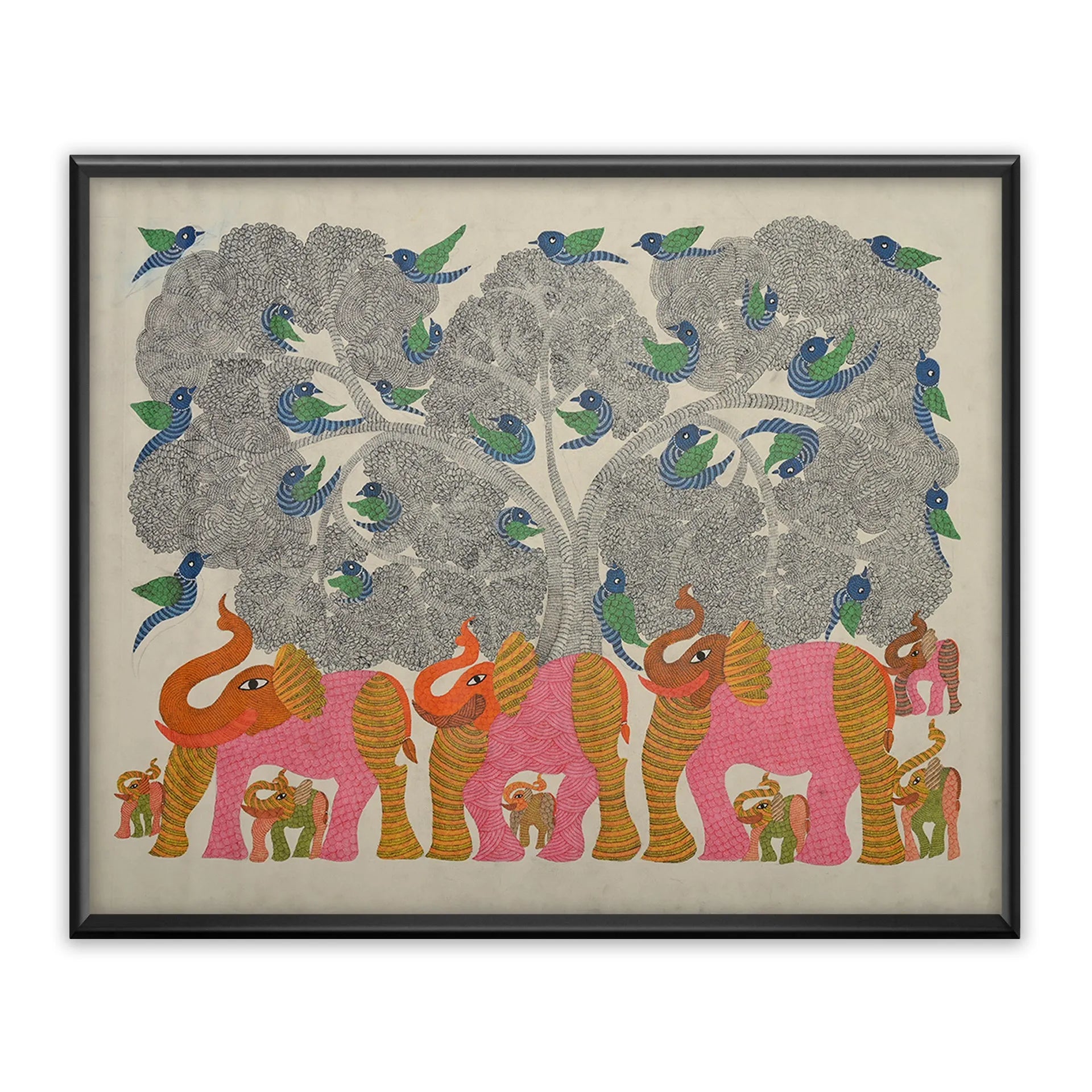 Gond - Elephants Under Banyan Tree – Followers of Fixed Path