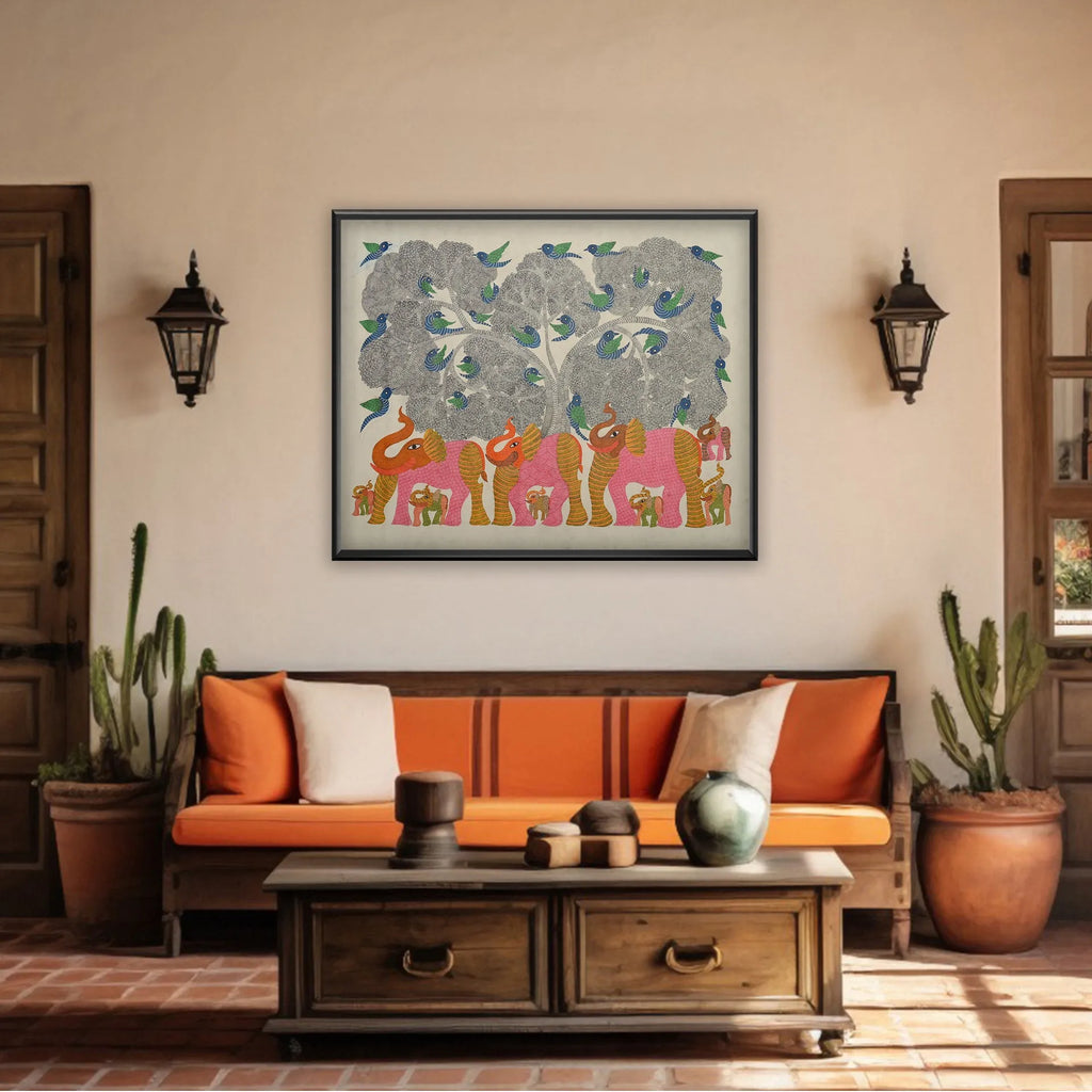 Gond - Elephants Under Banyan Tree – Followers of Fixed Path