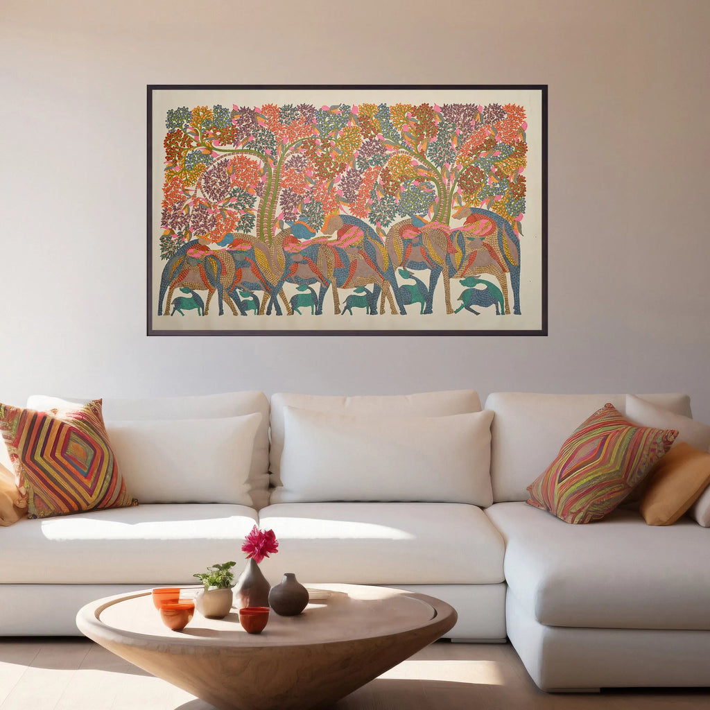 Gond - Herd of Deers Under Tree of Life