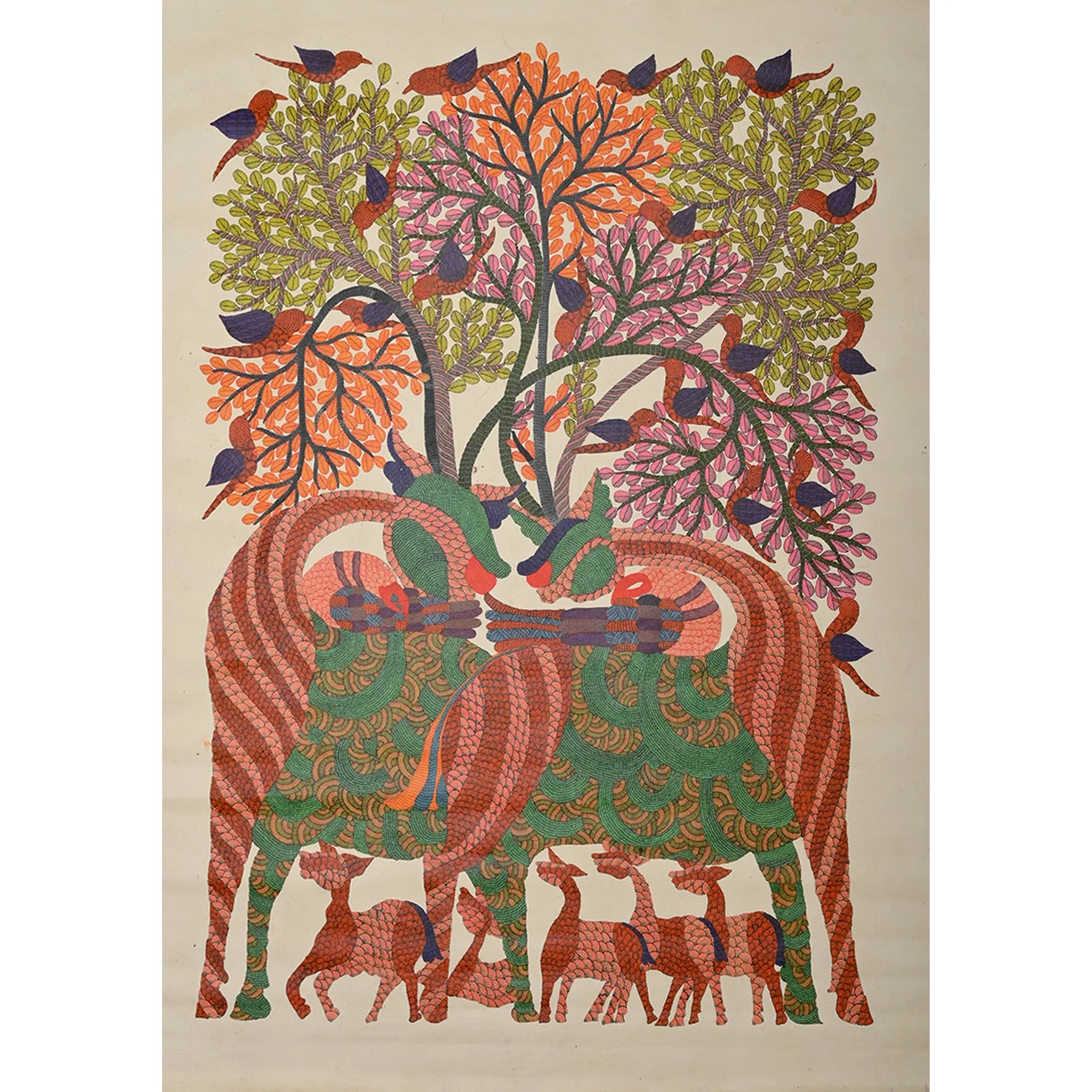Gond - Herd of Deers Under Tree of Life
