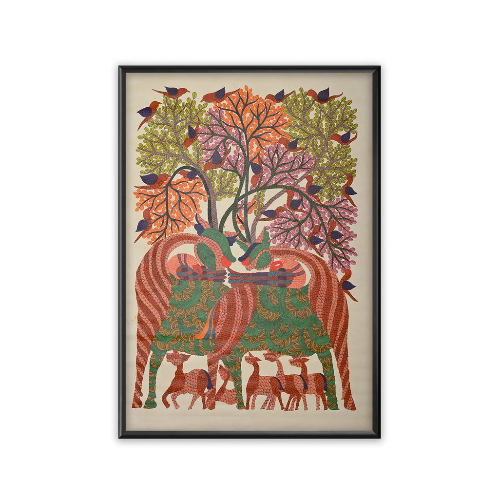 Gond - Herd of Deers Under Tree of Life