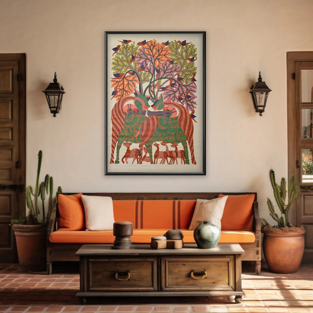 Gond - Herd of Deers Under Tree of Life