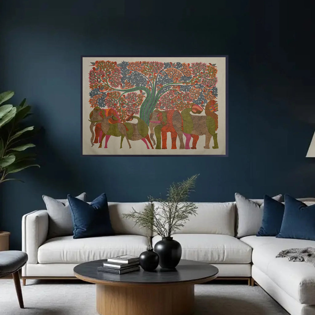 Gond - Herd of Deers Under Tree of Life