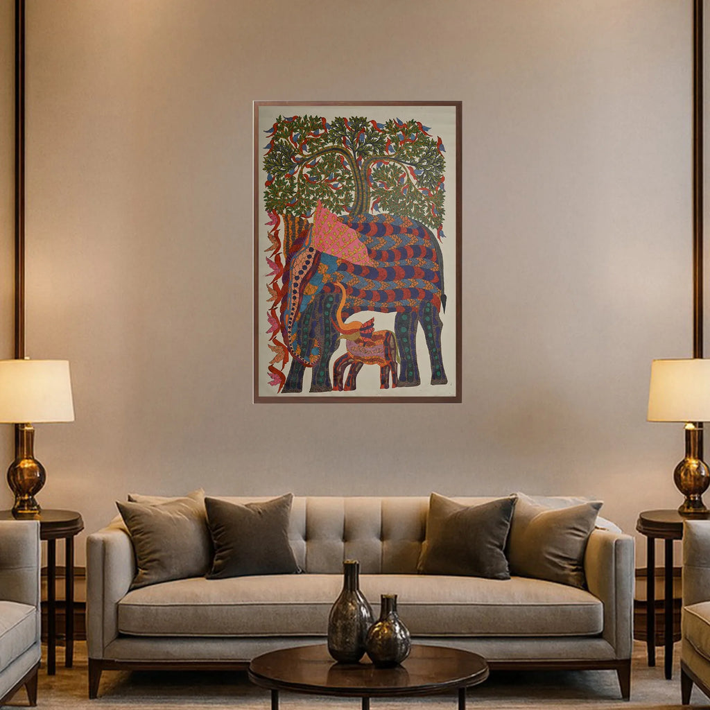 Gond - Elephants and Its Cub