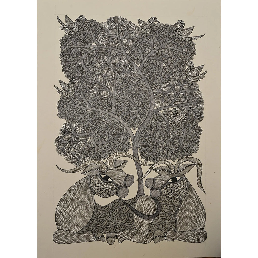 Gond - Bulls Under Tree