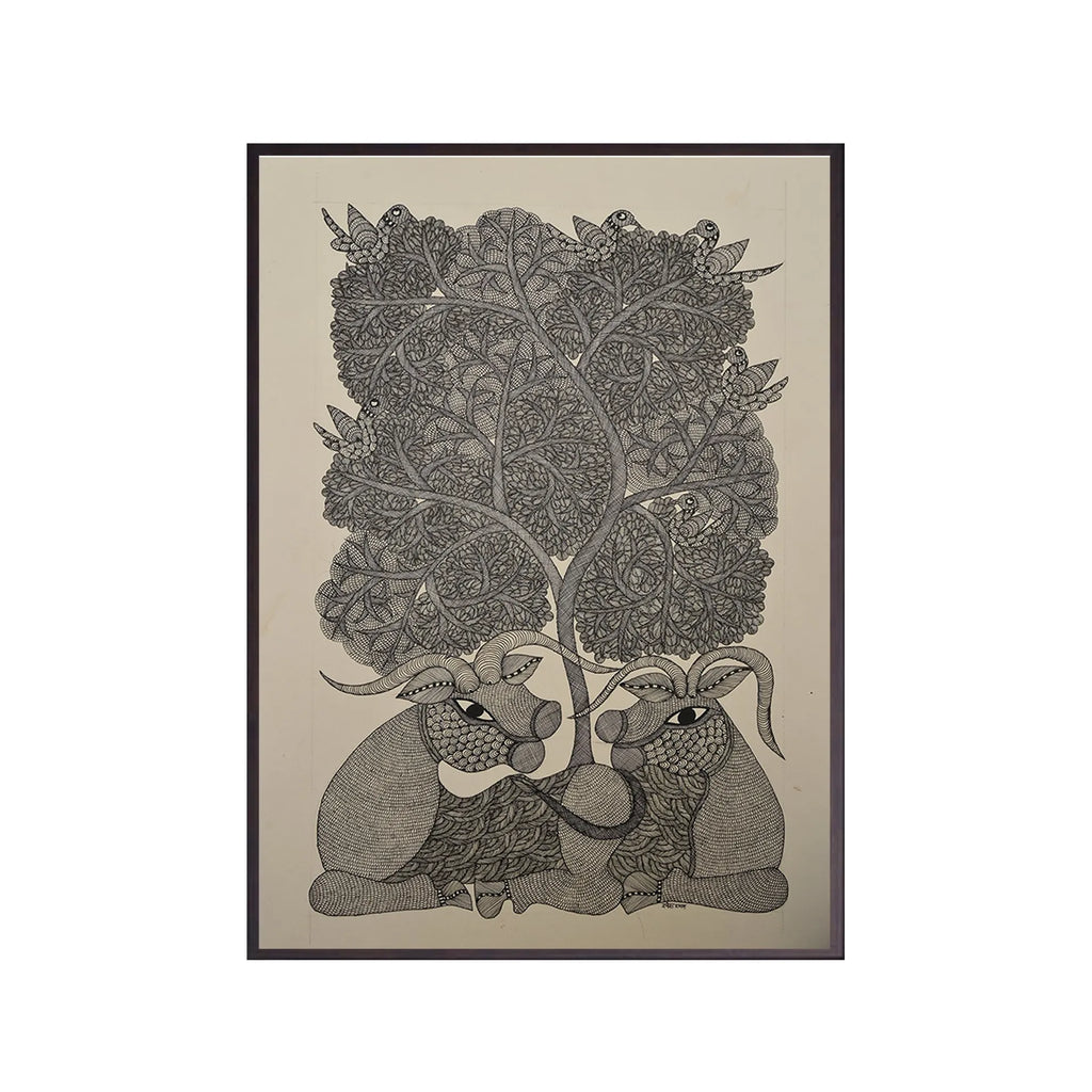 Gond - Bulls Under Tree