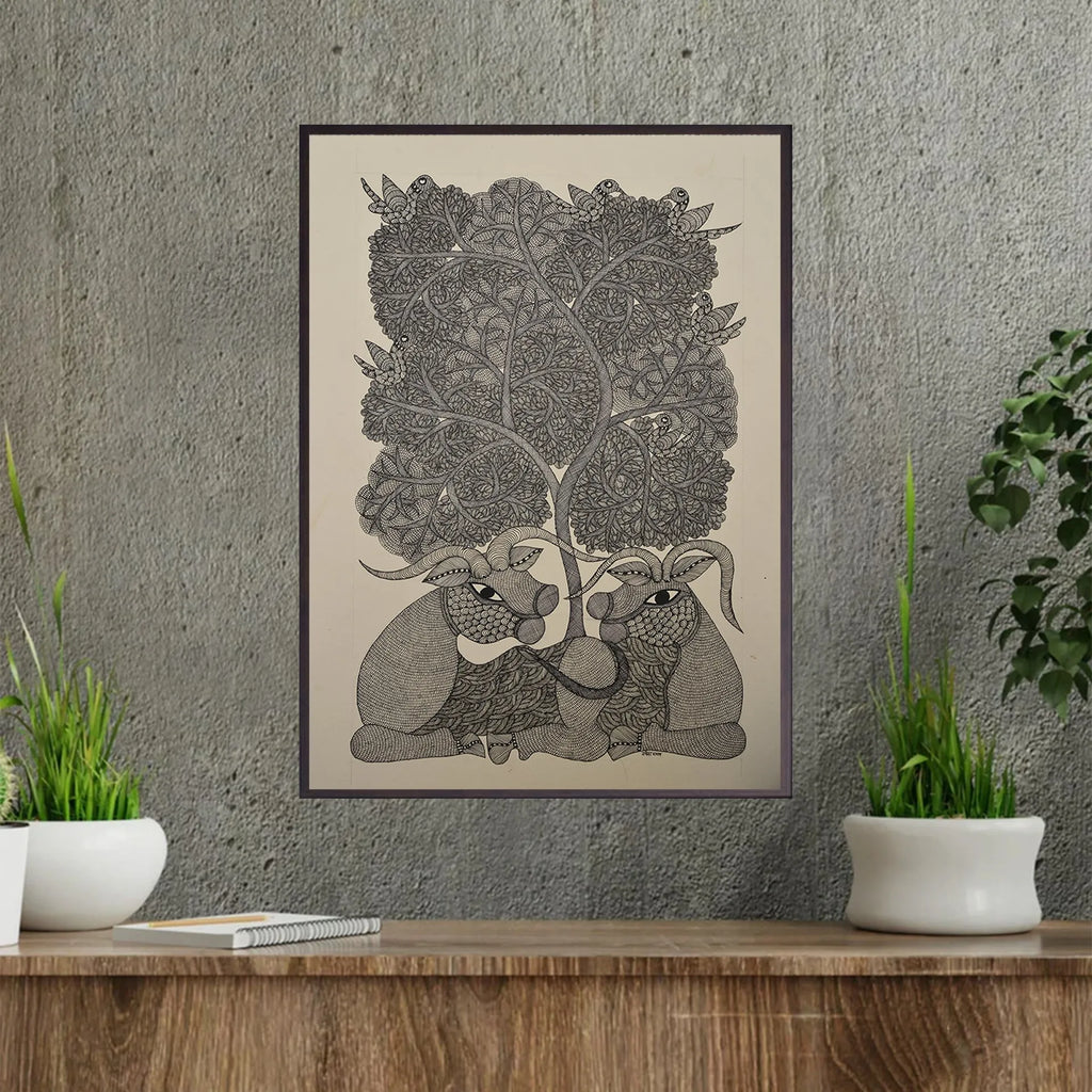 Gond - Bulls Under Tree
