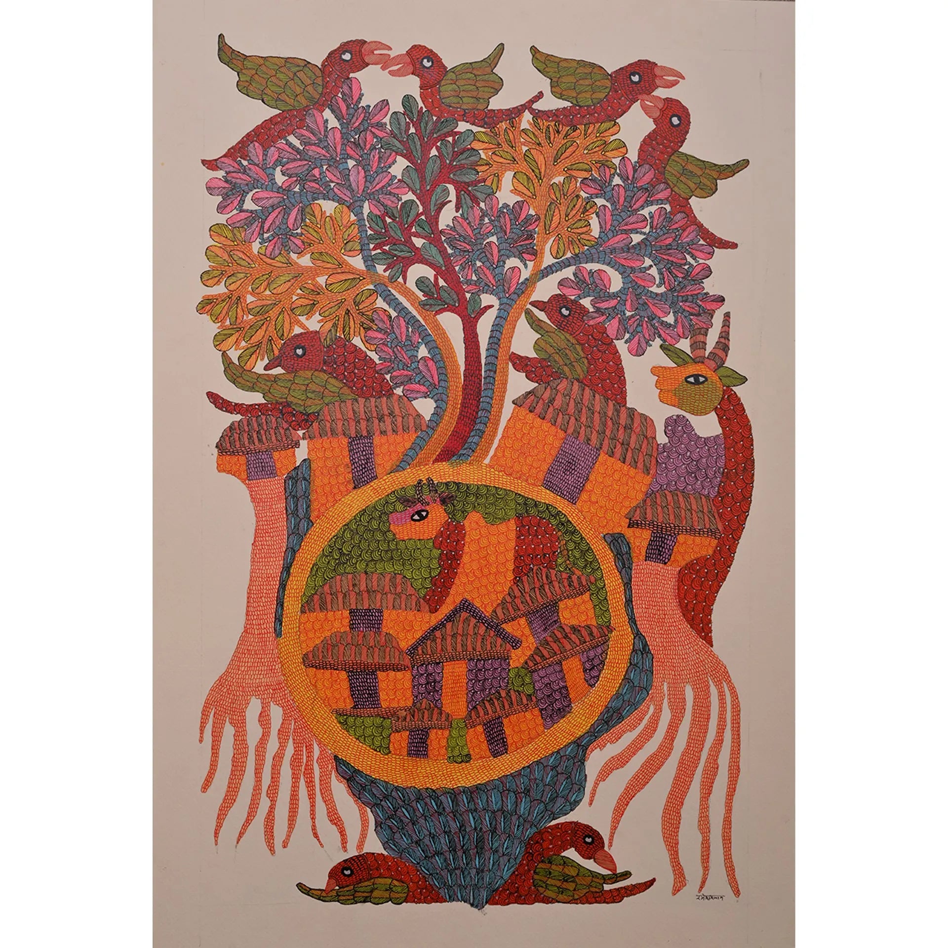 Gond - Village and Tree of Life
