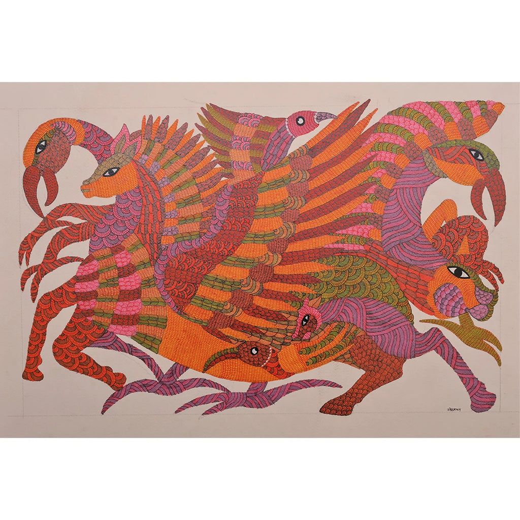 Gond - The Mythical Birds and Horse