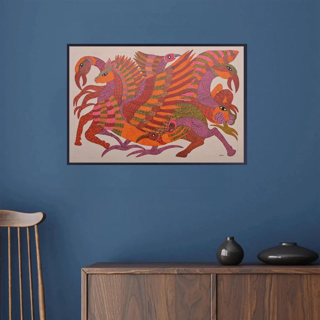 Gond - The Mythical Birds and Horse