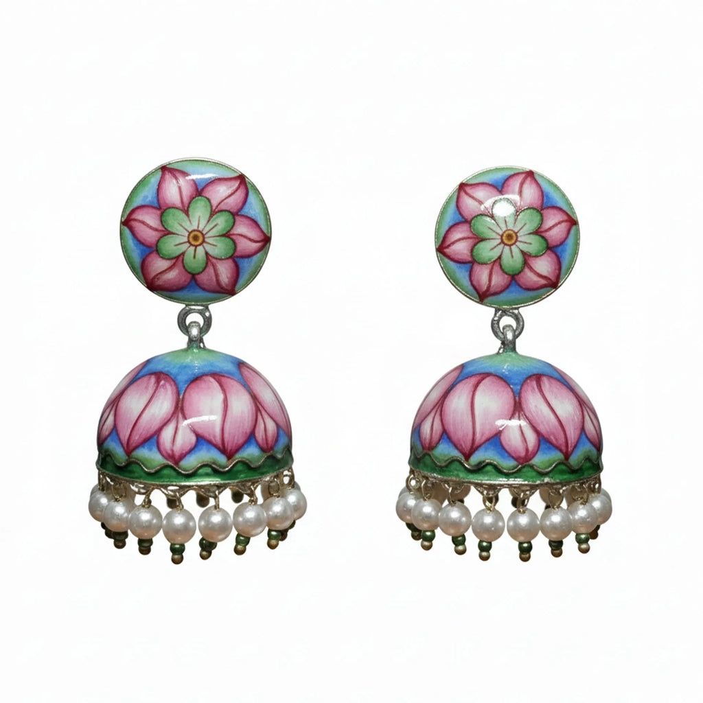 Gulabi Meenakari - Ear Ring