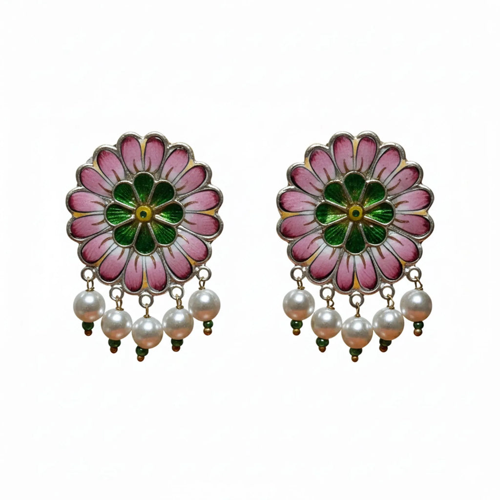 Gulabi Meenakari - Ear Ring