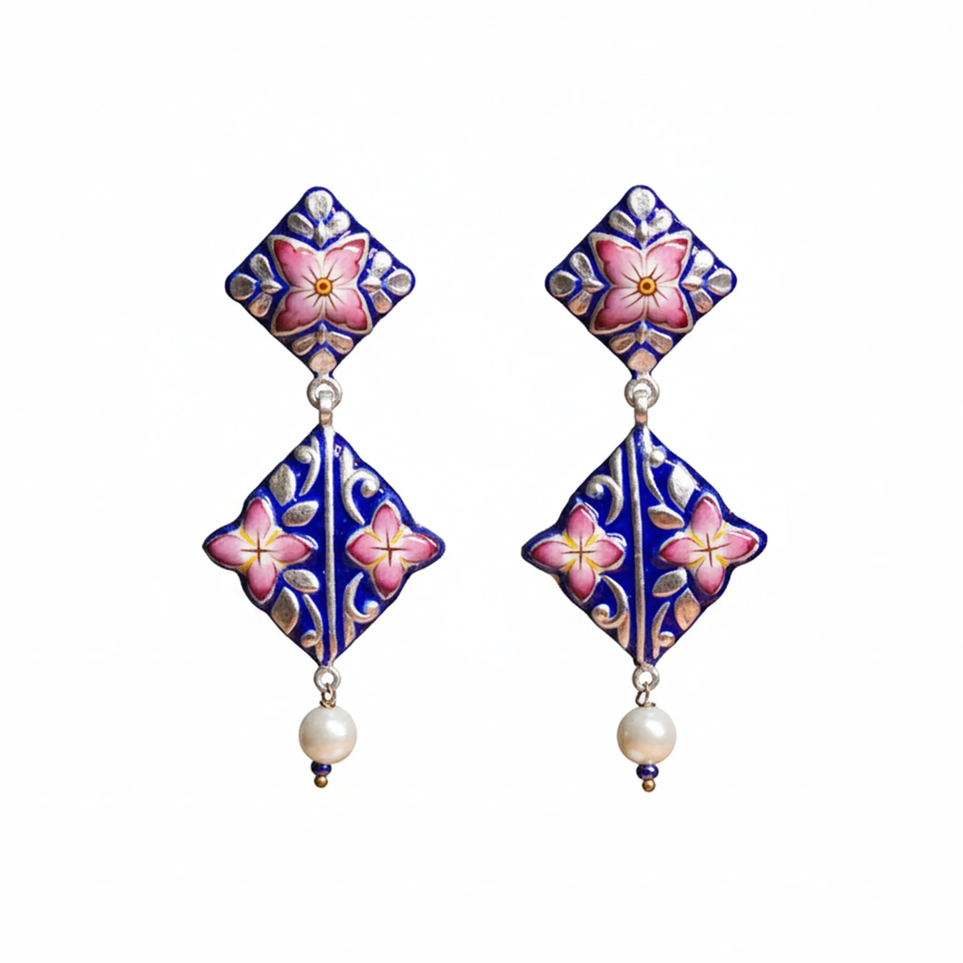 Gulabi Meenakari - Ear Ring