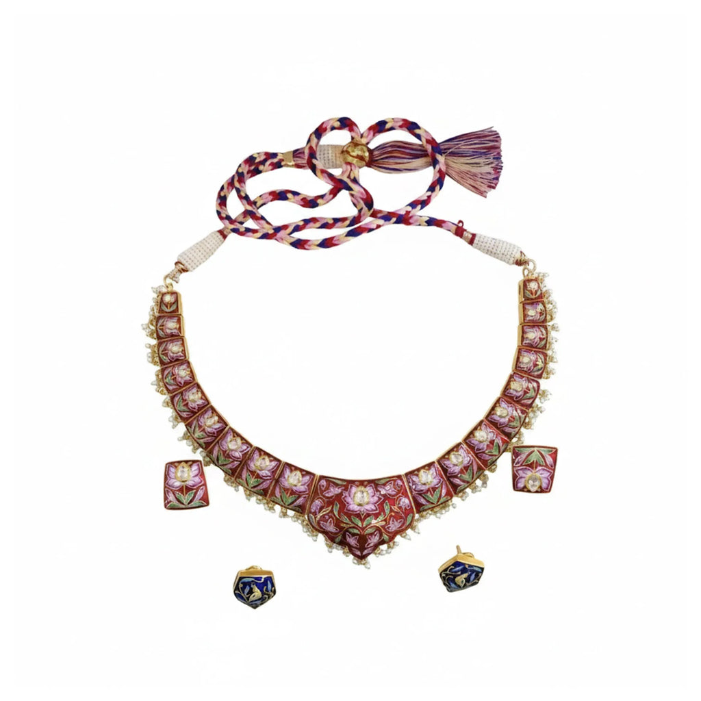 Gulabi Meenakari - Necklace