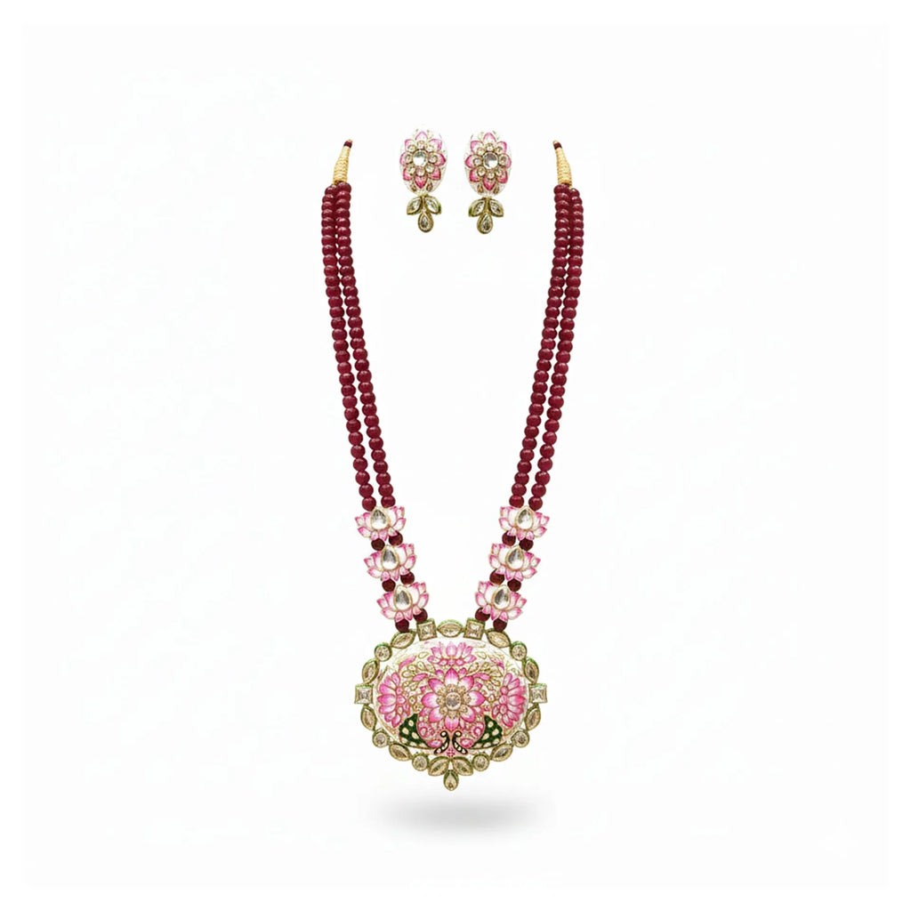 Gulabi Meenakari - Necklace