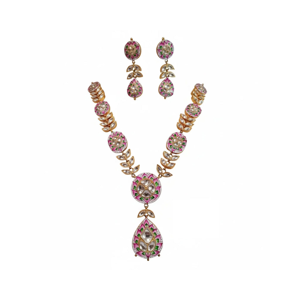 Gulabi Meenakari - Necklace And Ear Ring Set