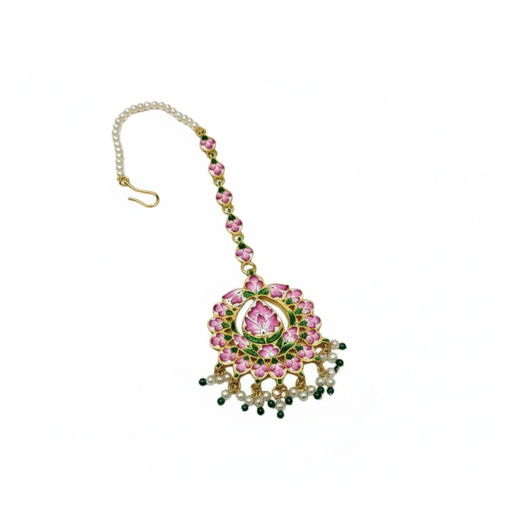 Gulabi Meenakari - Maang Teeka