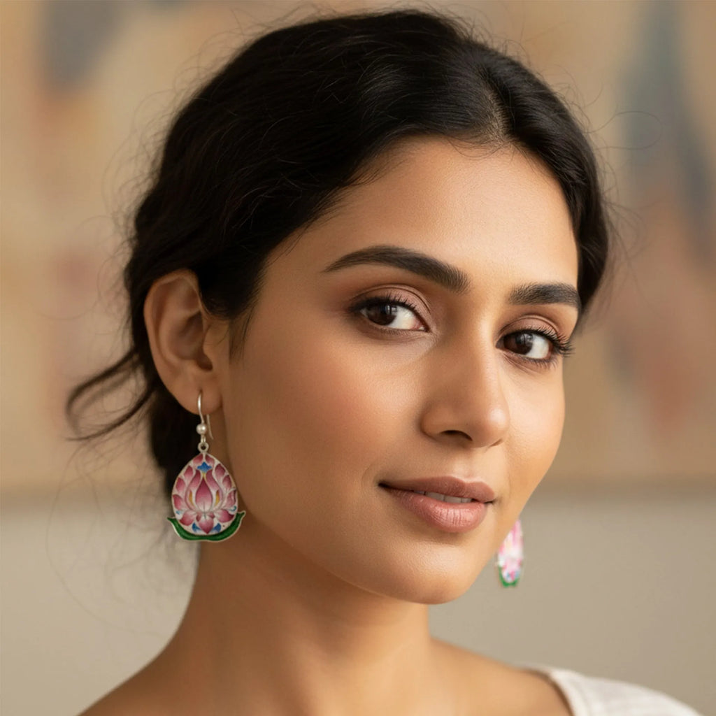Gulabi Meenakari - Ear Ring
