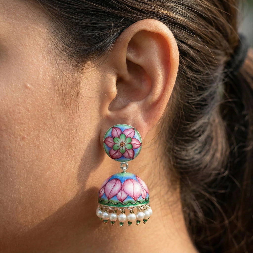 Gulabi Meenakari - Ear Ring