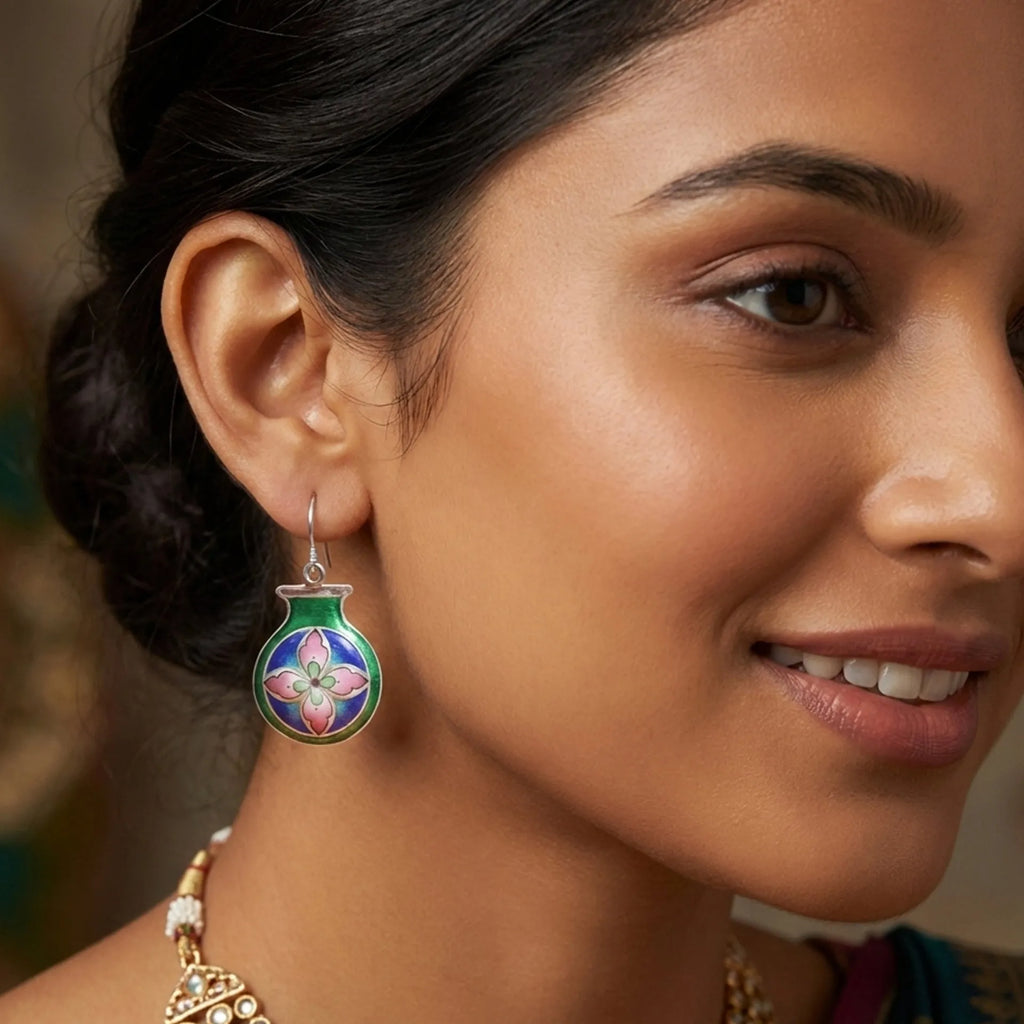 Gulabi Meenakari - Ear Ring
