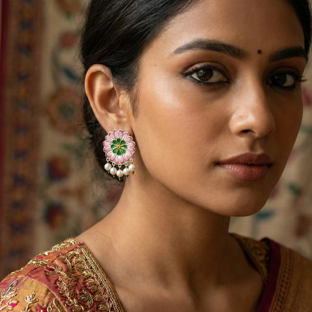 Gulabi Meenakari - Ear Ring