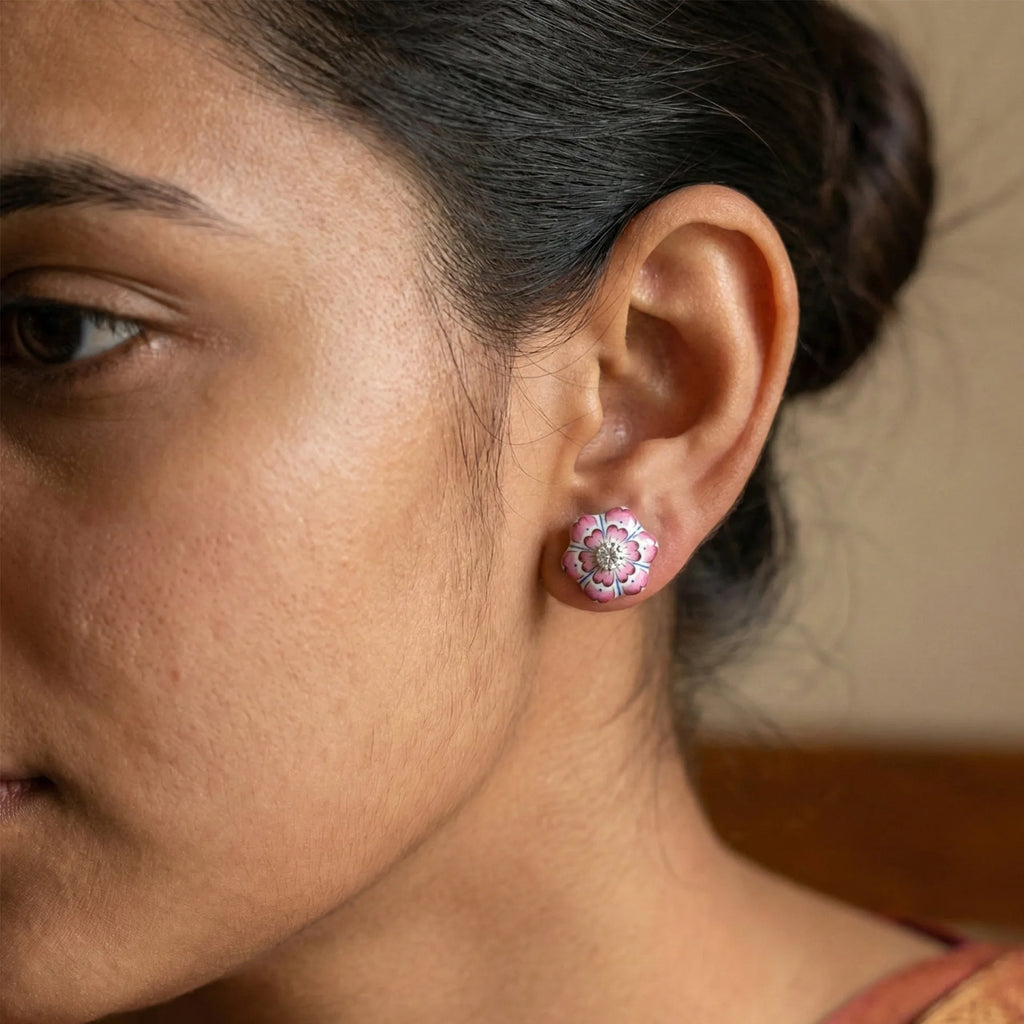 Gulabi Meenakari - Ear Ring