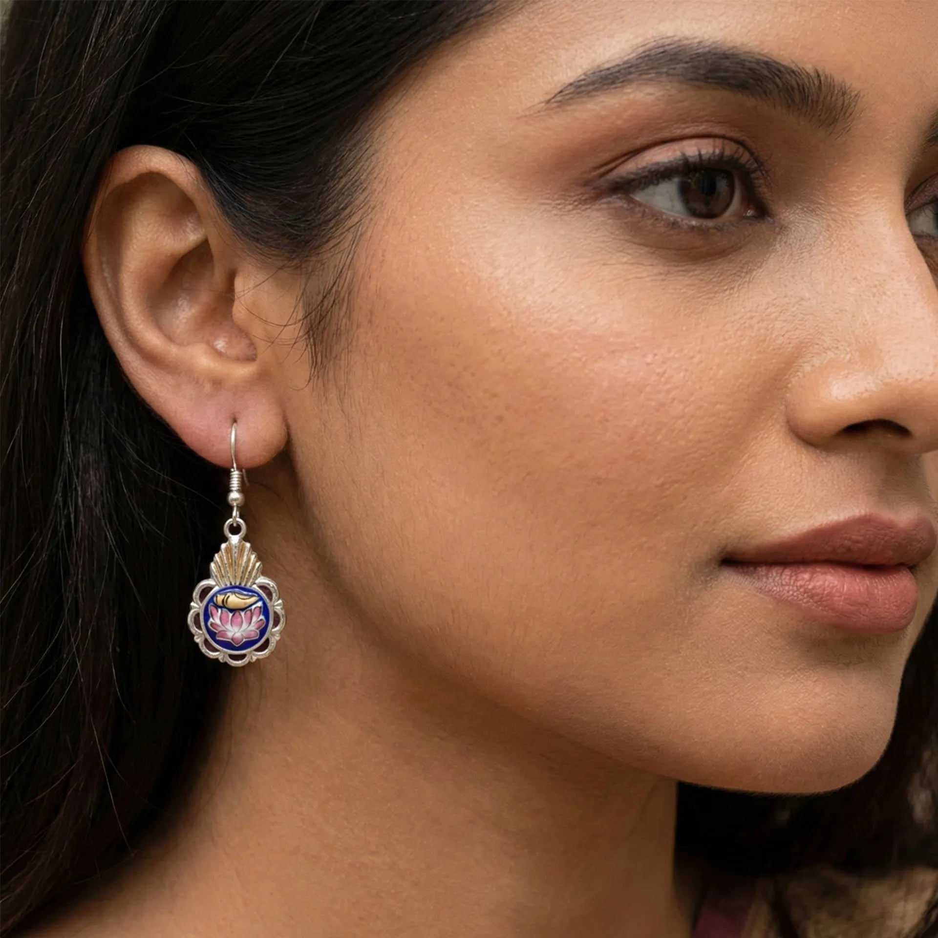 Gulabi Meenakari - Ear Ring