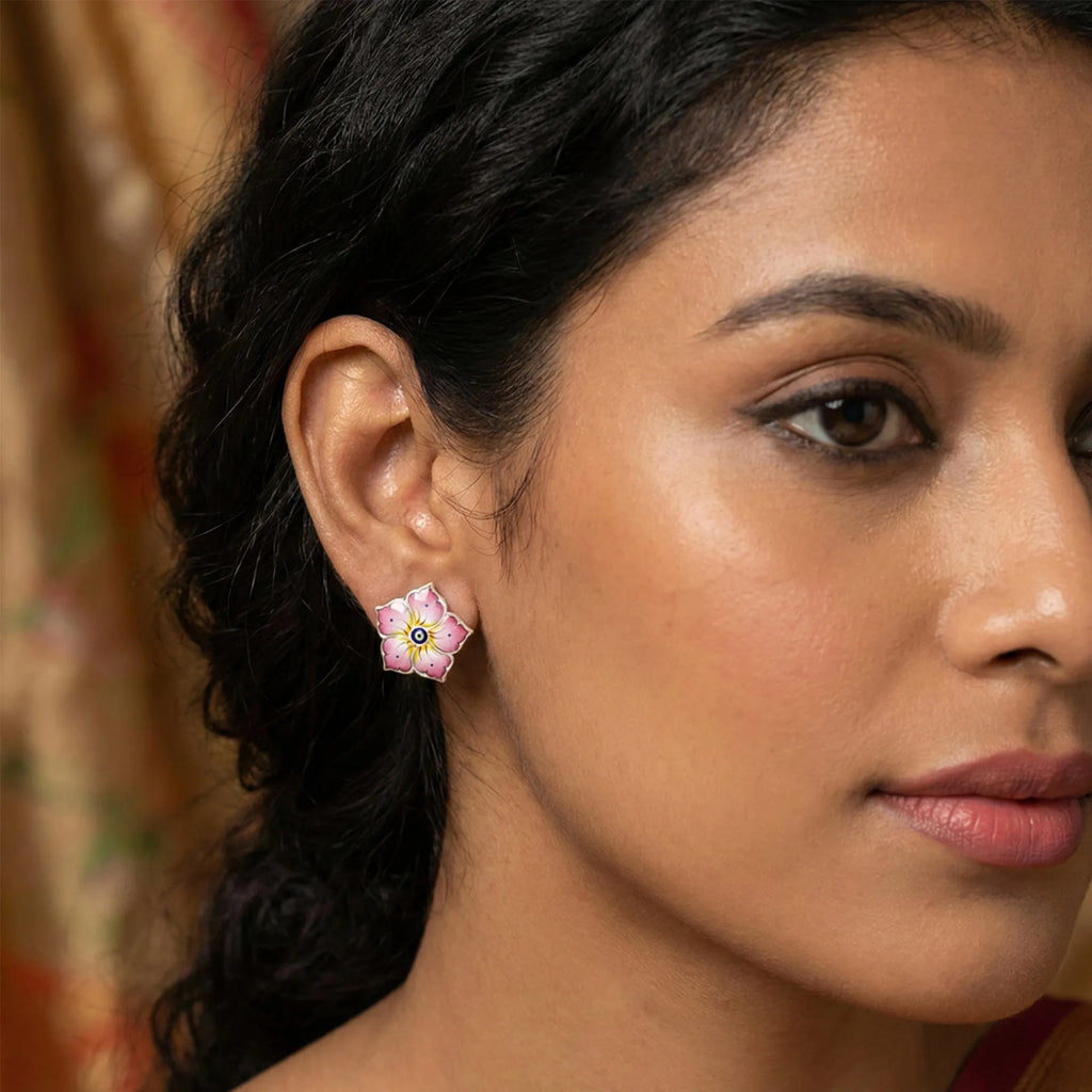 Gulabi Meenakari - Ear Ring