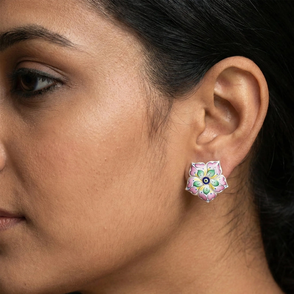 Gulabi Meenakari - Ear Ring