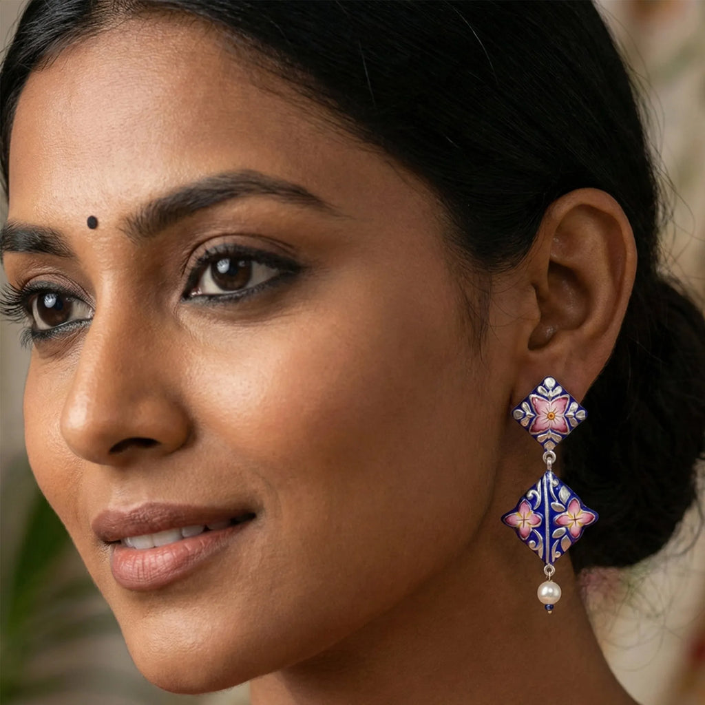 Gulabi Meenakari - Ear Ring