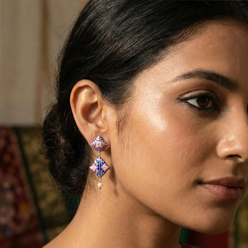 Gulabi Meenakari - Ear Ring