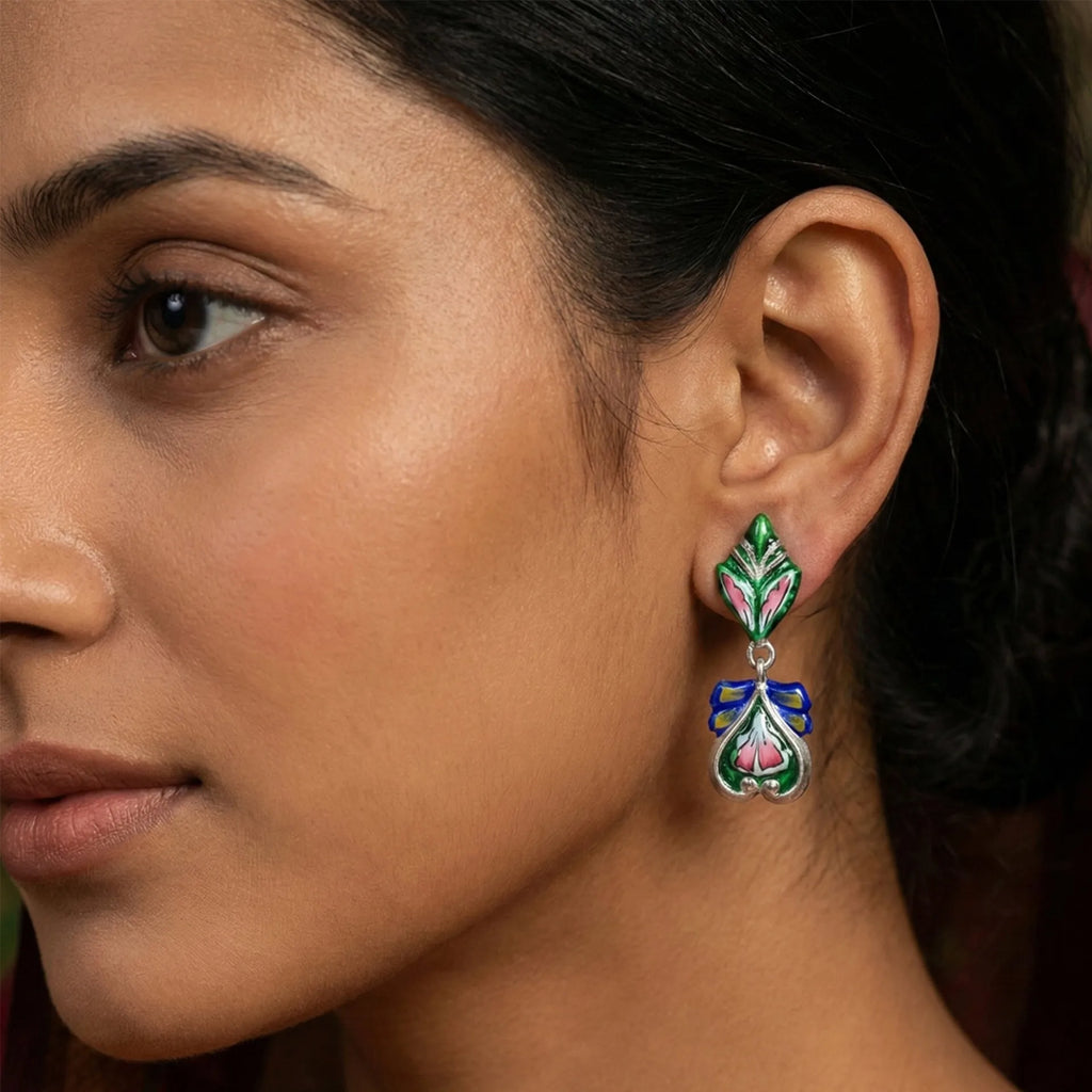 Gulabi Meenakari - Ear Ring